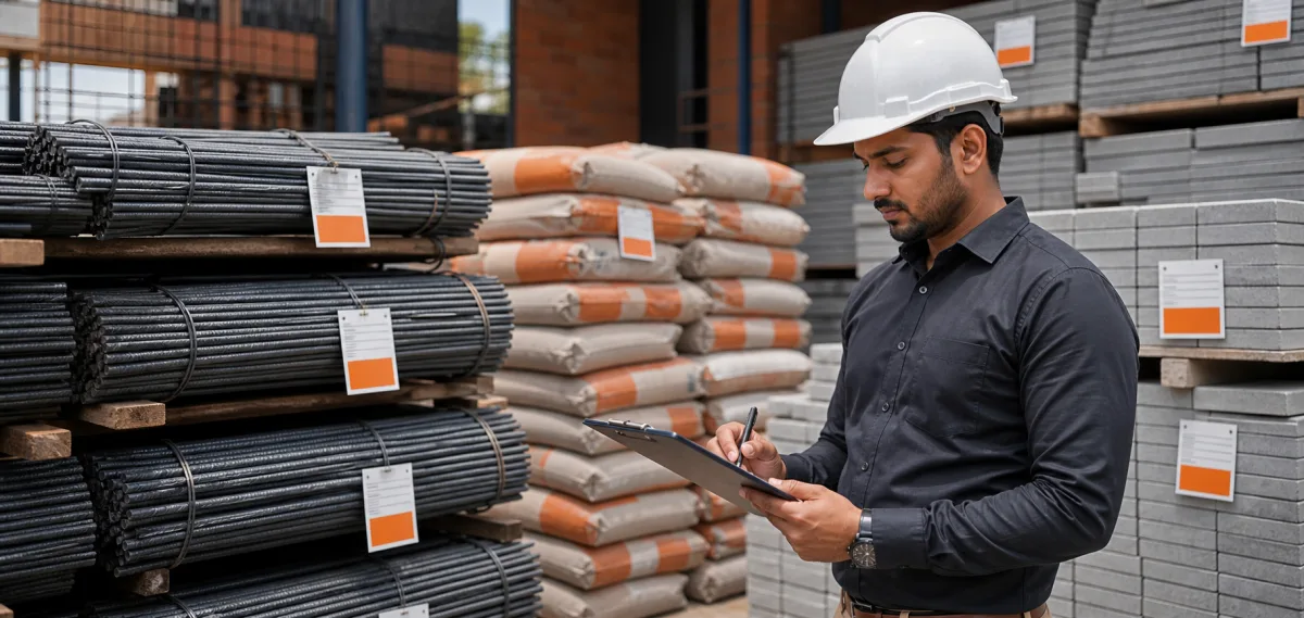 Engineer checking traceable building materials